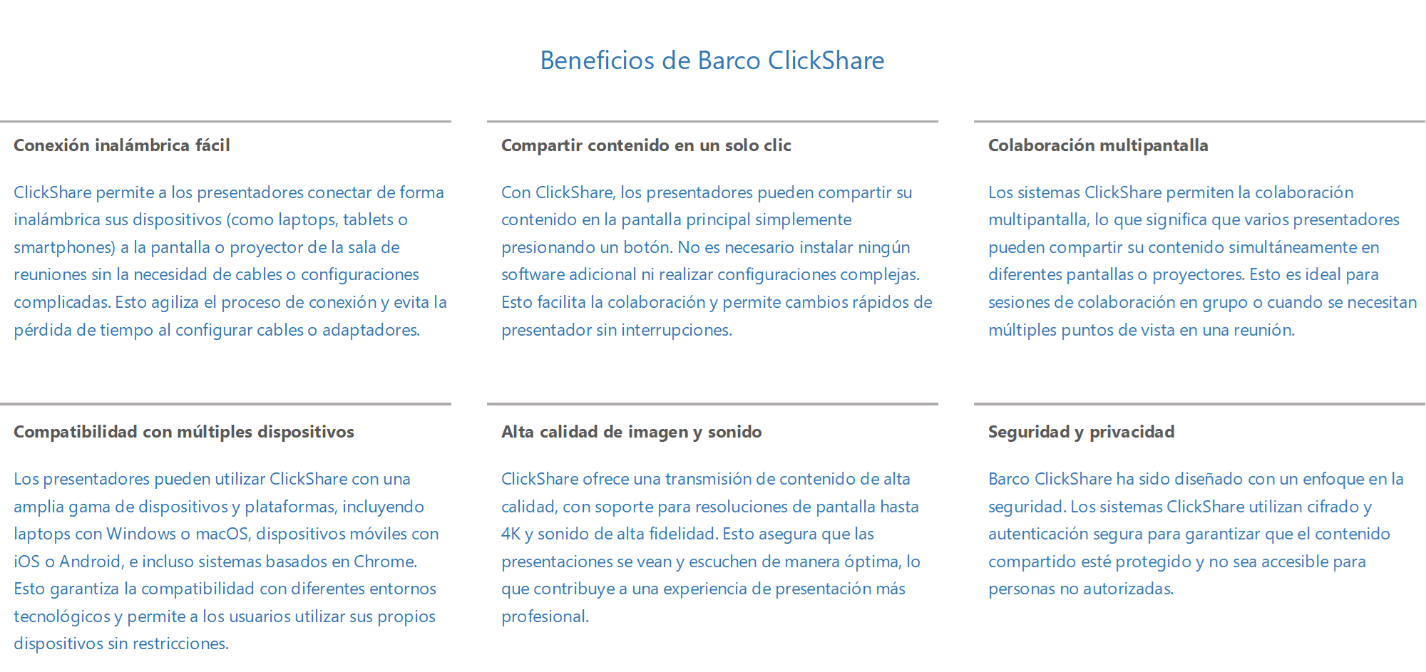 Beneficios Barco ClickShare