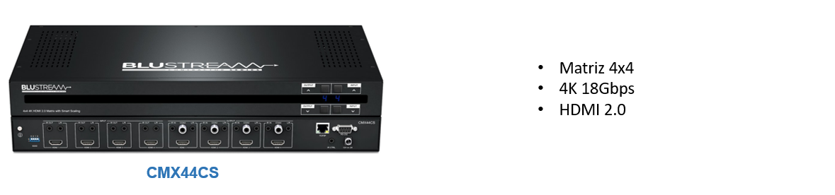 CMX44CS Contractor 4x4 4K 18Gbps HDMI2.0 Matrix with Audio Breakout, Smart Scaling, EDID Management and IR Routing, HDCP2.2