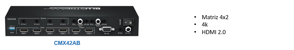 CMX42AB Contractor 4x2 HDMI 2.0 4K HDCP 2.2 Matrix with Audio Breakout, EDID Management and IR Routing